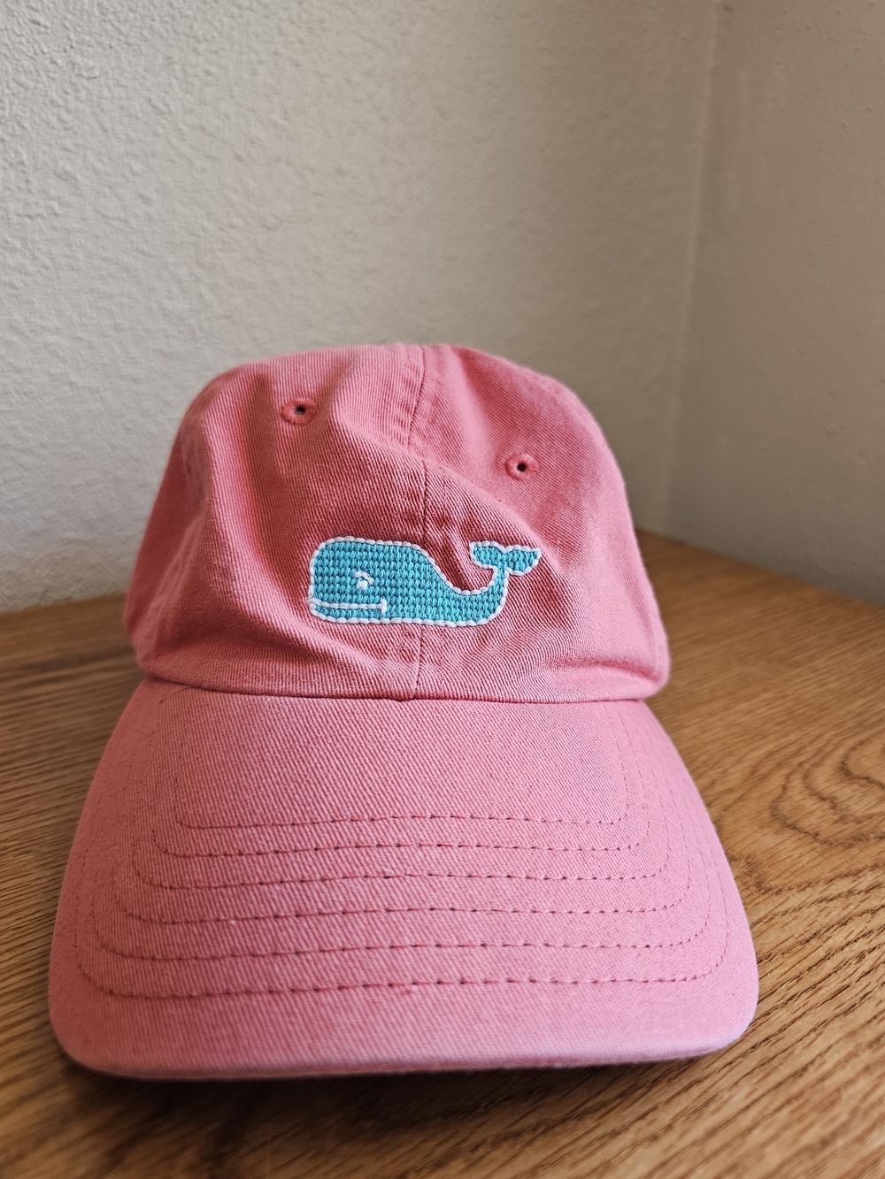 Vineyard Vines Pink Whale Embroidered Baseball Cap Adult Adjustable *Stain*